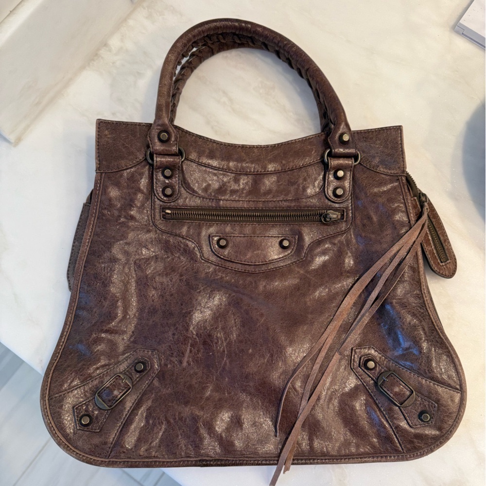 Balenciaga Chocolate Brown Leather Tote